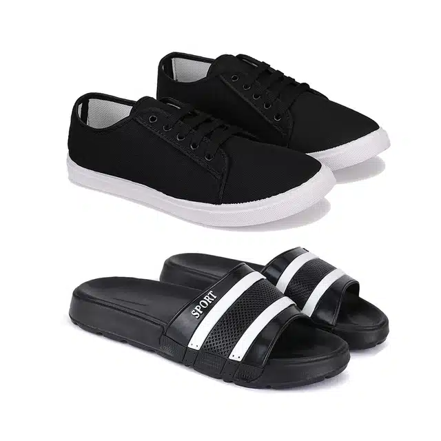 Casual Shoes & Sliders for Men (Pack of 2) (Multicolor, 9)