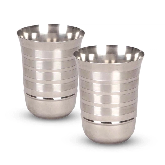 NIVIS Stainless Steel Flower Tumbler (300 ml each, pack of 2)