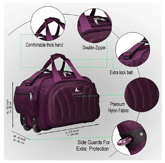 Polyester Duffel Bag (Purple, 60 L)