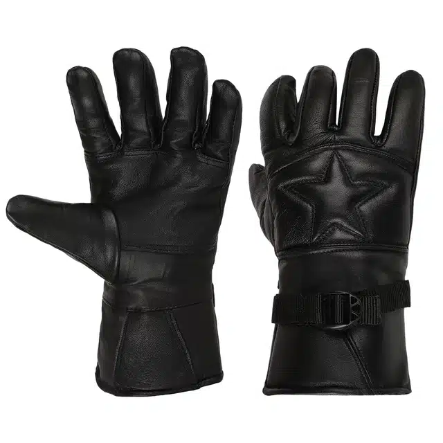 Leather Snow Proof Hand Gloves for Men (Black, Set of 1)