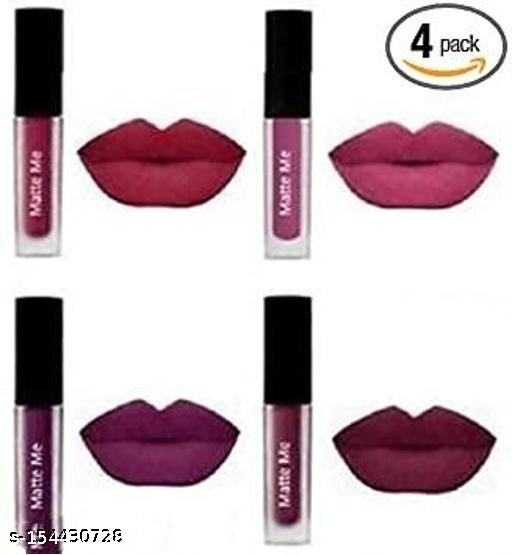 Liquid Lipstick for Women (Multicolor, Pack of 4)