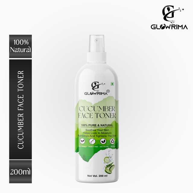 Glowrima 100% Natural Cucumber Toner For Cleansing & Refreshing Skin Pore Tightening Toner With Spray (200 ml) (G-1493)