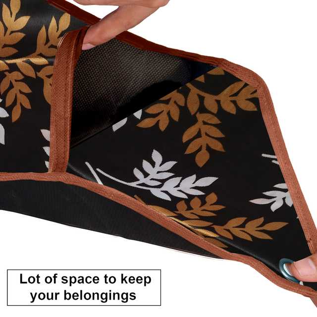 Polyester Wall Hanging Storage Organizer With 3 Utility Pockets (Brown, 26x9 Inches) (E-20)