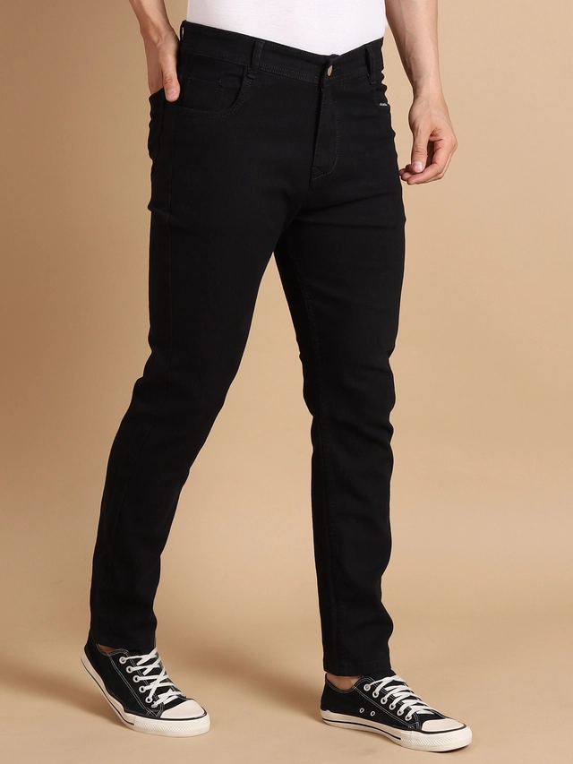 Denim Regular Fit Jeans for Men (Black, 28)