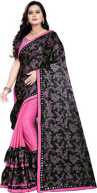Rangrasiya Lycra Blend Saree With Blouse For Women (Pink, 6.3 M) (Rc-604)