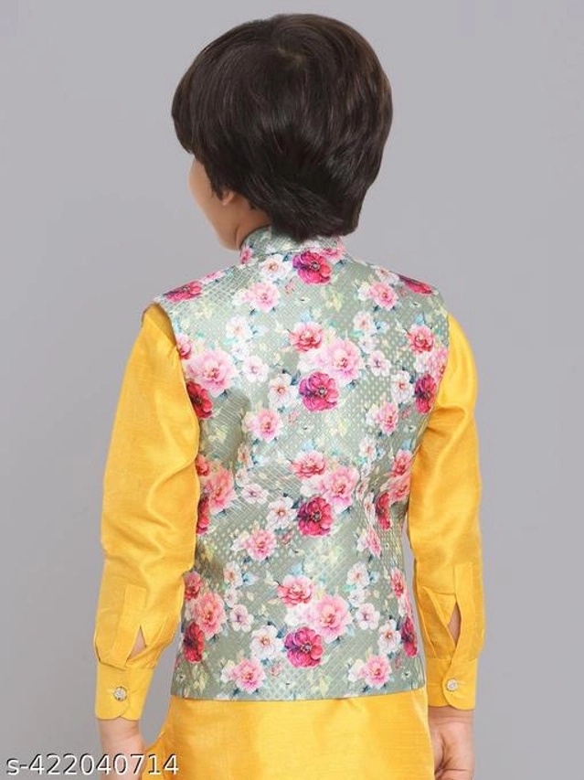 Art Silk Ethnic Jackets for Boys (Green, 1-2 Years)