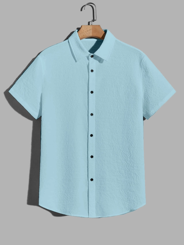 Popcorn Half Sleeves Shirt for Boys (Aqua Blue, 8-9 Years)