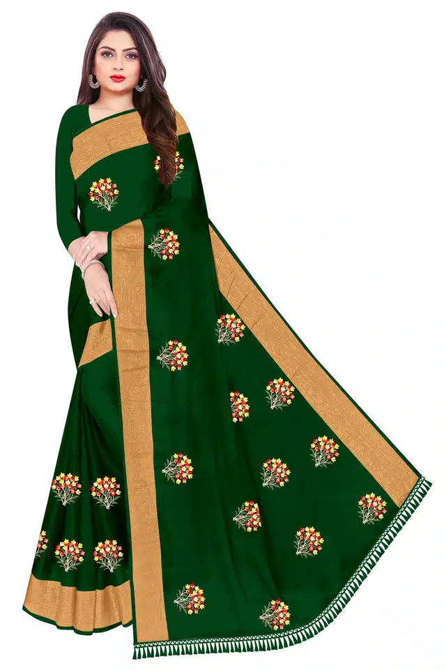 Art Silk Saree for Women (Green, 6.1 m)