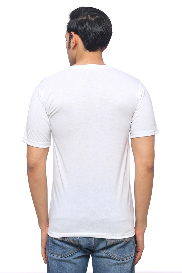 Round Neck Printed T-Shirt for Men (White, M)