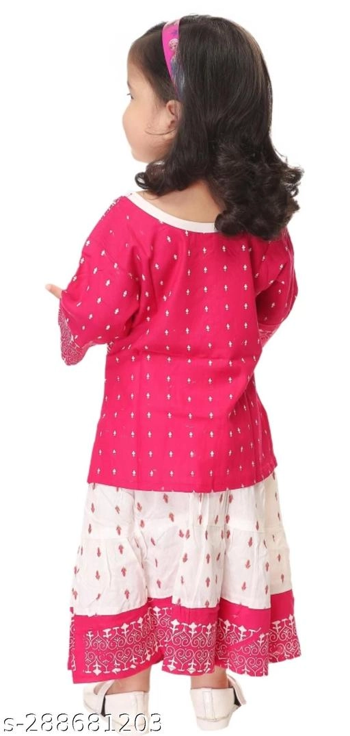 Rayon Kurta Set for Girls (Pink & White, 0-3 Months)