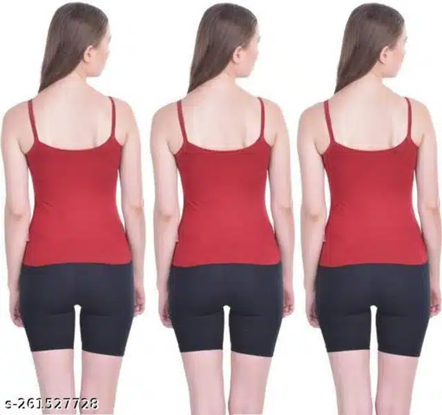 Camisoles for Women (Red, S) (Pack of 3)