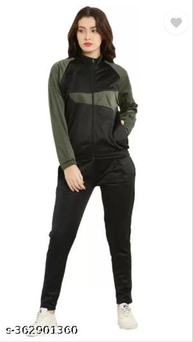 Polyester Active Clothing Set for Women (Black & Olive, S)