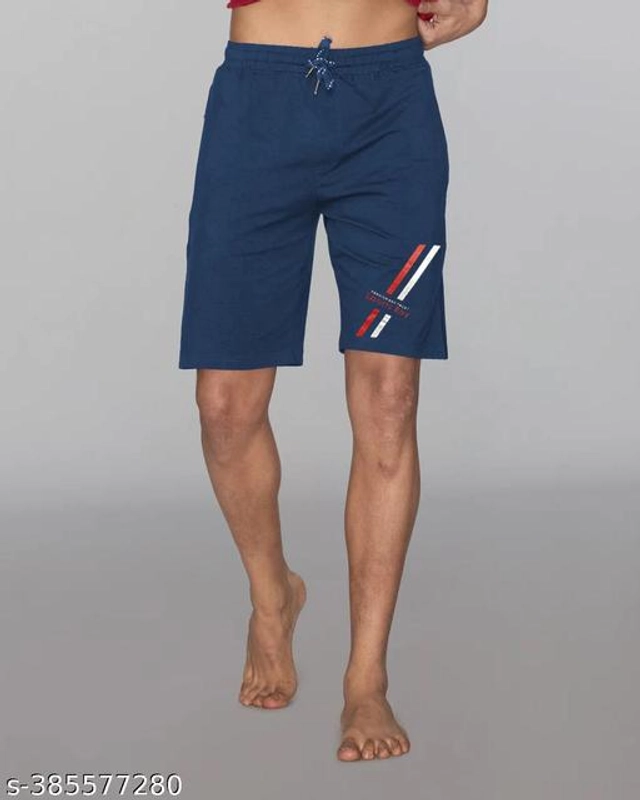 Cotton Blend Shorts for Men (Navy Blue, M)