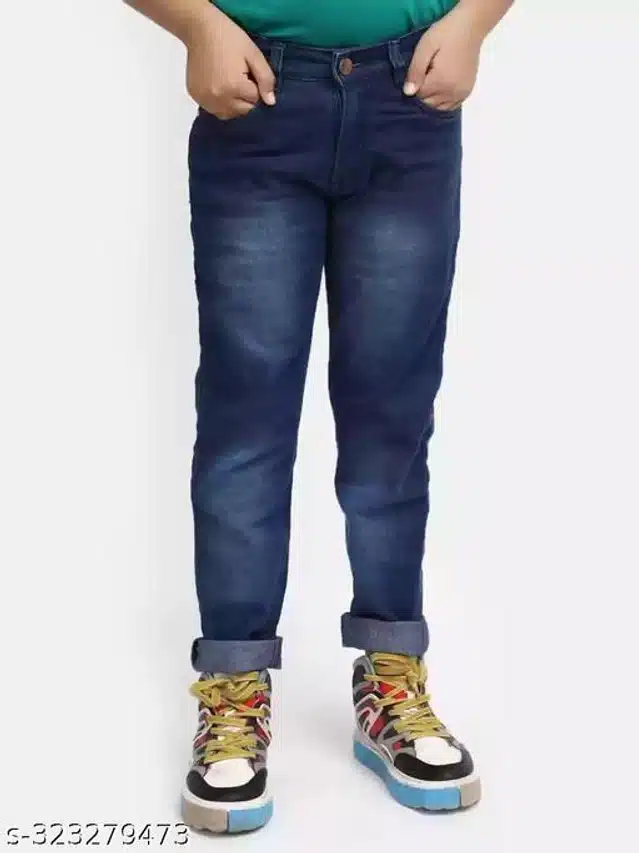 Cotton Blend Jeans for Boys (Blue, 8-9 Years)