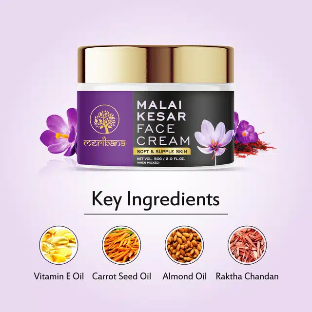 Meribana Ayurvedic Malai Kesar Cream (50 g)