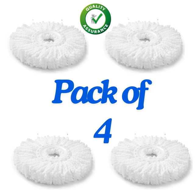 Fabric Spin Mop Refill (White, Pack of 4)