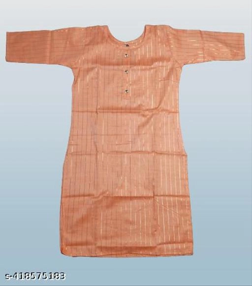 Cotton Blend Solid Kurti for Women (Orange, Xl)