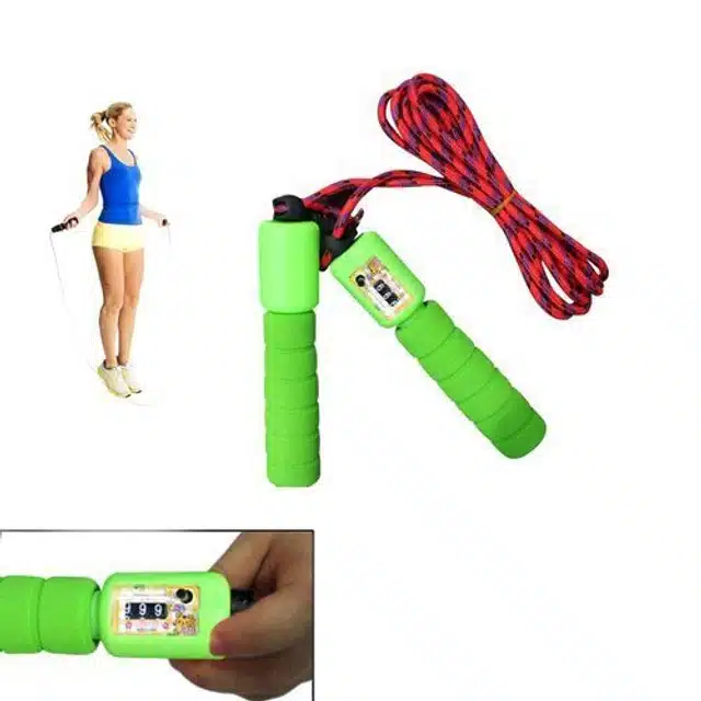 Plastic Skipping Rope with Jump Counter (Green & Red)