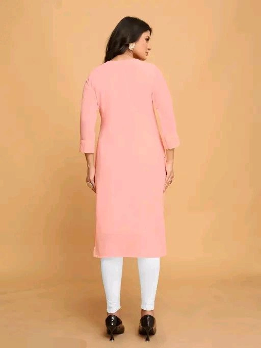 Georgette Chikankari Kurti for Women (Peach, M)