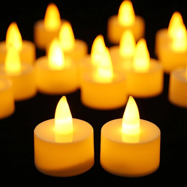 LED Tea Diwali Lights Candle (Yellow, 2 cm) (Pack of 12)