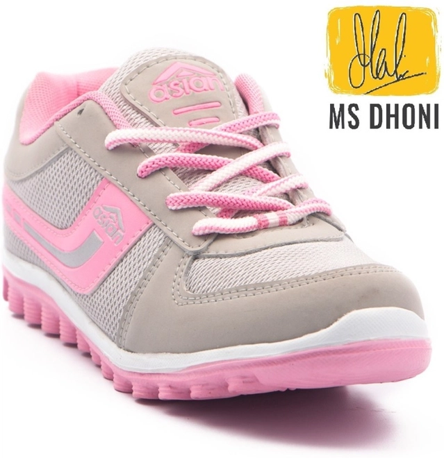 ASIAN Cute sports shoes for women | Running shoes for girls stylish latest design new fashion | casual sneakers for ladies | Lace up Lightweight pink shoes for jogging, walking, gym & party Running Shoes For Women(Pink& Grey,6)