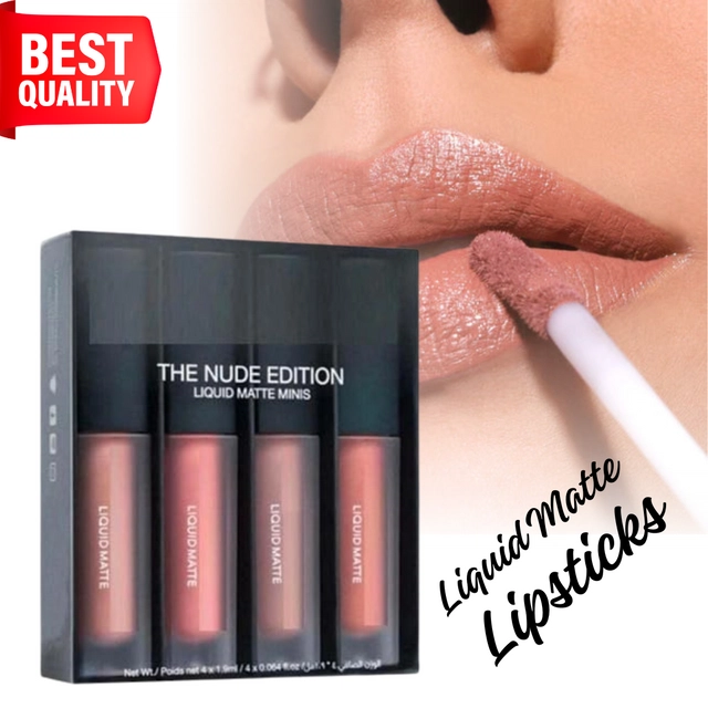 Waterproof Liquid Matte Lipsticks (Nude, Pack of 4)