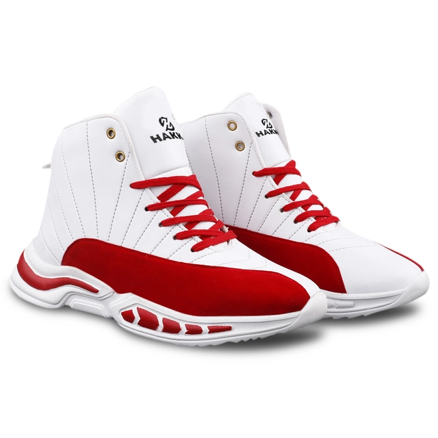 Boots for Men (White & Red, 6)