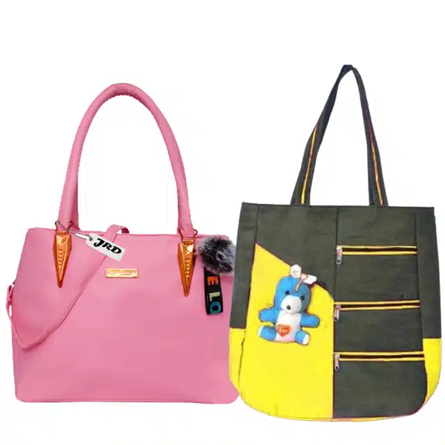 Handbags for Women (Pink & Yellow, Pack of 2)