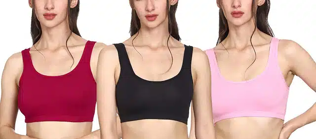 Women's Non-Padded Sports Bra (Pack of 3) (Multicolor, 36)