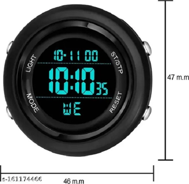 Silicone Strap Digital Watch for Men & Women (Black)