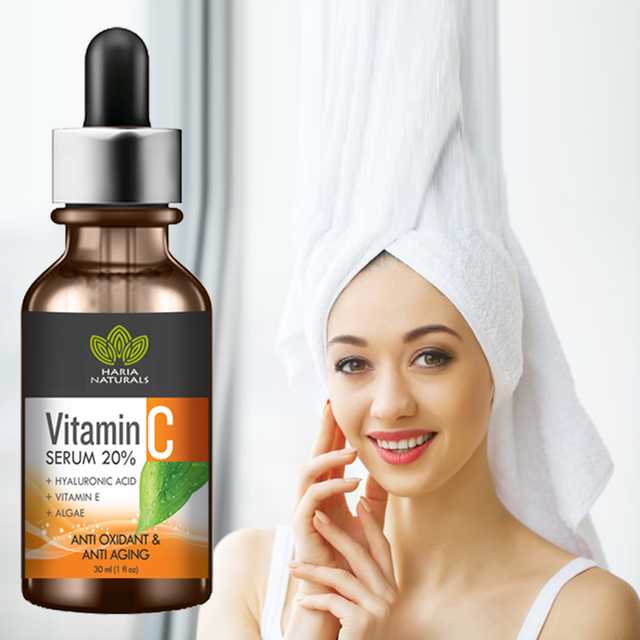 Haria Naturals Vitamin C Professional Anti-Aging & Wrinkle Reducer-Skin Clearing Face Serum-Brightens Skin Tone, Reduces Wrinkes, Fine Line & Repairs Sun Damage (30 ml) (B-14668)