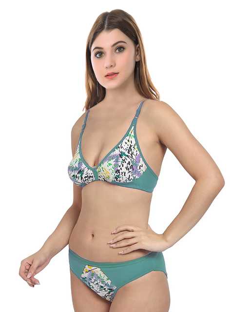 PIBU Satin Lingerie Set for Women (Pack of 1) (Green, 38) (P-17)