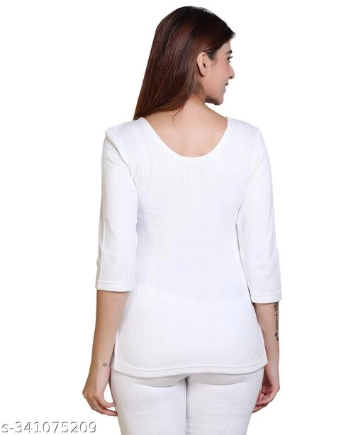 Woolen Thermal Top for Women (White, M)