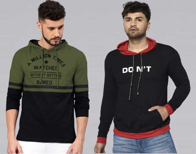 Men's Hooded Sweatshirt (Pack of 2) (Multicolor, L) (SVG-53)