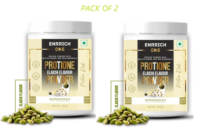 Enrrich One Protione Elaichi Flavoured Protein Powder (200g, Pack of 2)