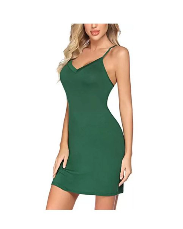 Nylon Solid Babydoll for Women (Green)