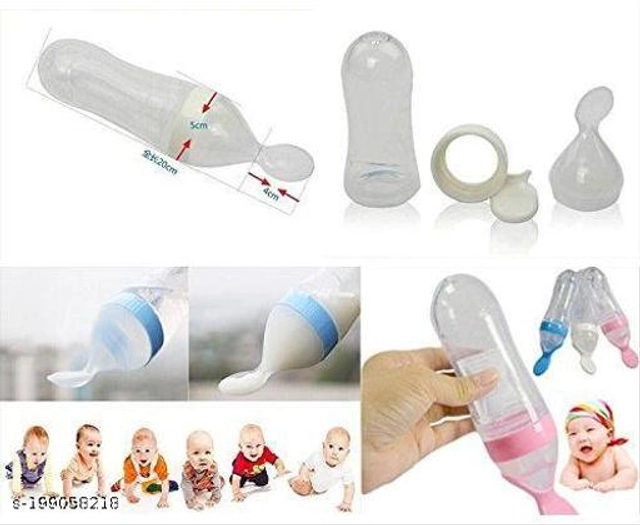 Silicone Food Feeding Bottle for Baby (Orange, 90 ml)