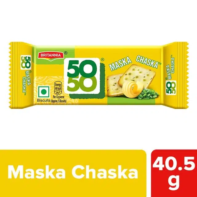 Britannia 50-50 Maska Chaska Biscuits, 14X40.5 g (Pack Of 14)