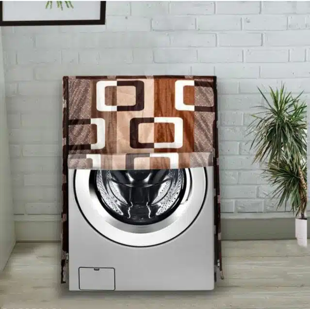 Knit Printed Front Load Washing Machine Cover (Brown)