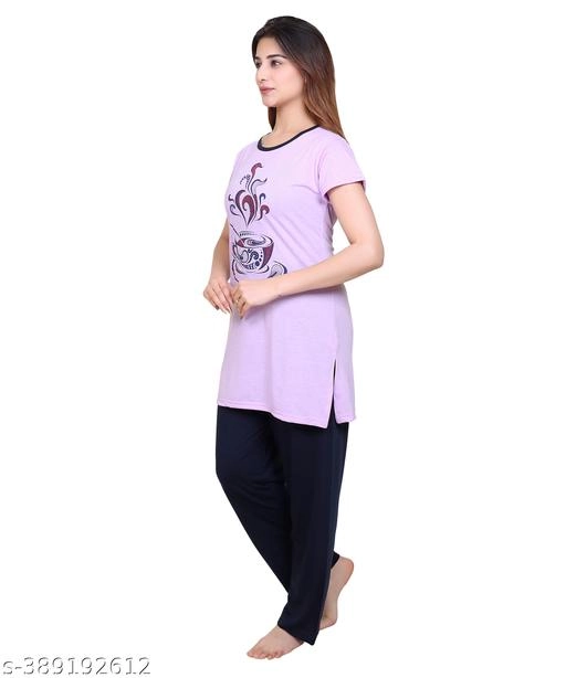 Woolen Nightsuit for Women (Lavender, M)