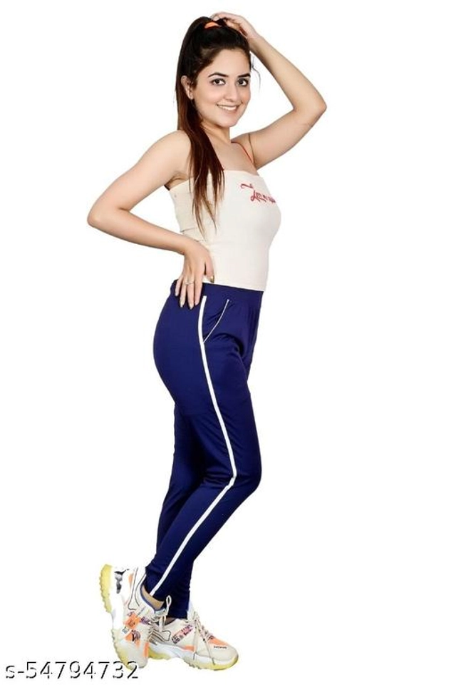 Polyester Track Pant for Women (Navy Blue, 28)