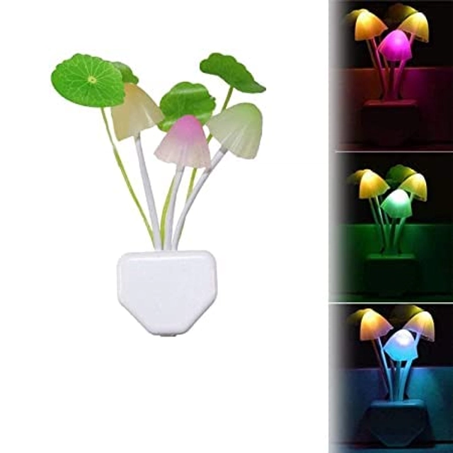 Mushroom Shape Automatic Off/On LED Magic Night Lights (Multicolor, Pack of 2)