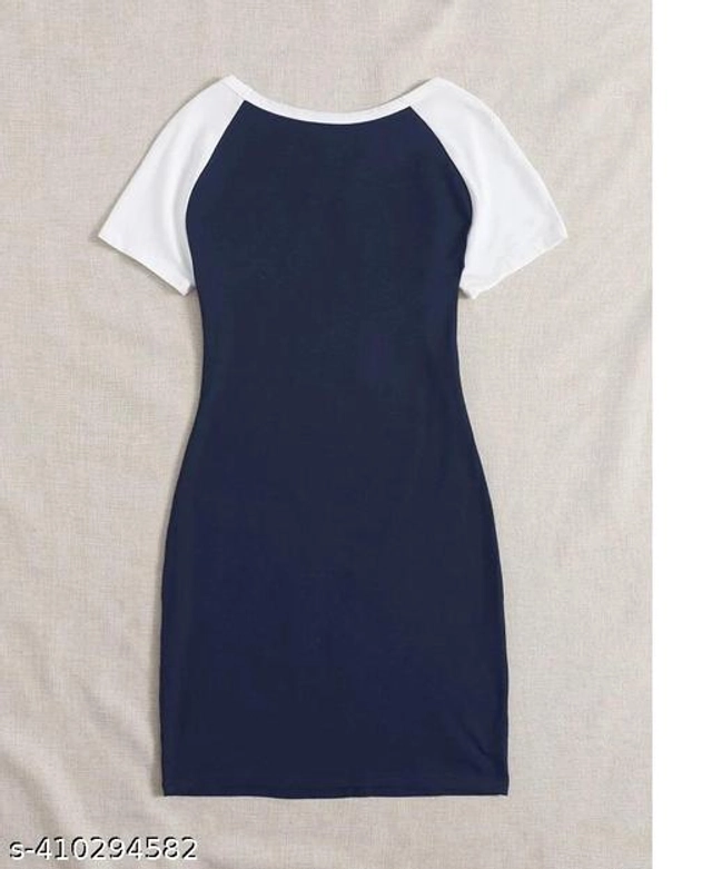 Cotton Blend Dress for Girls (Blue & White, 4-5 Years)