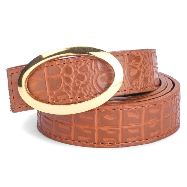 Artificial leather Belt for Women (Tan, Free Size)