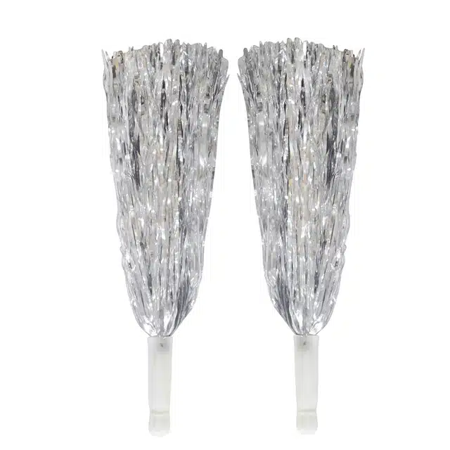 Cheerleading Pom Poms (Silver, Pack of 2)