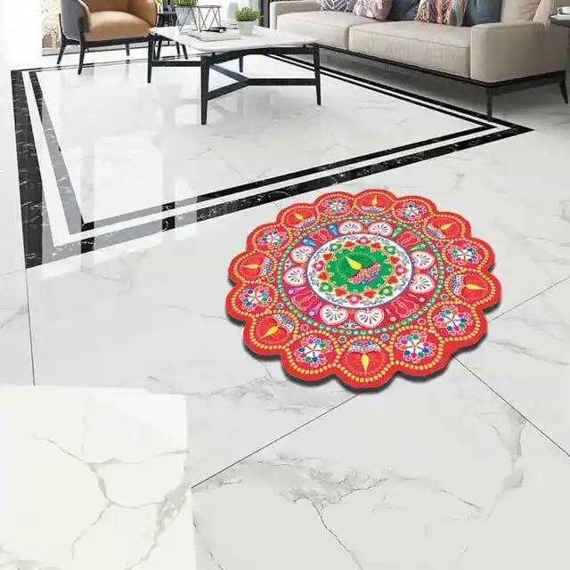 गॉड & गोड्स रंगोली फ्लोर स्टीकर 802 वॉल स्टीकर (40 x 60 x 0.1 Cm)