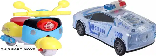 Police Car with Scooter Toy (Set of 2, Multicolor)