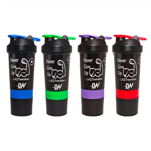 Gym Shaker Bottle (Pack of 4) (Black, 500 ml)