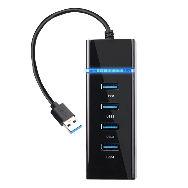 Portable 4 Port USB 3.0 SuperSpeed Hub (Black)