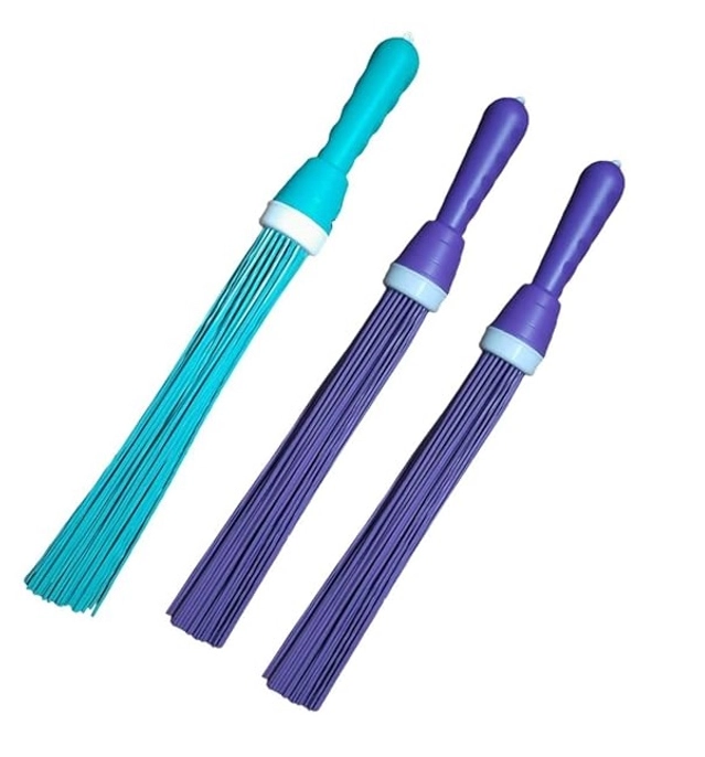 Plastic Brooms Bathroom & Home Floor Cleaning (Multicolor, Pack of 3)